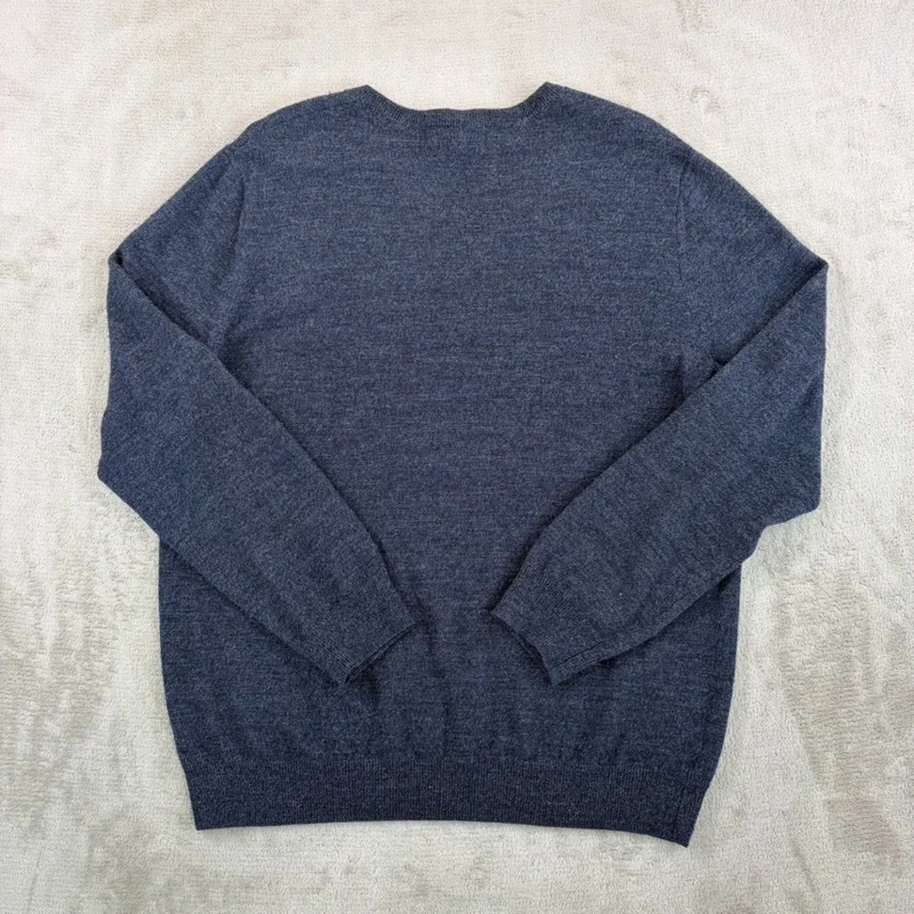Banana Republic 100% Merino Wool V Neck Sweater in‎ Heather Blue Men Large